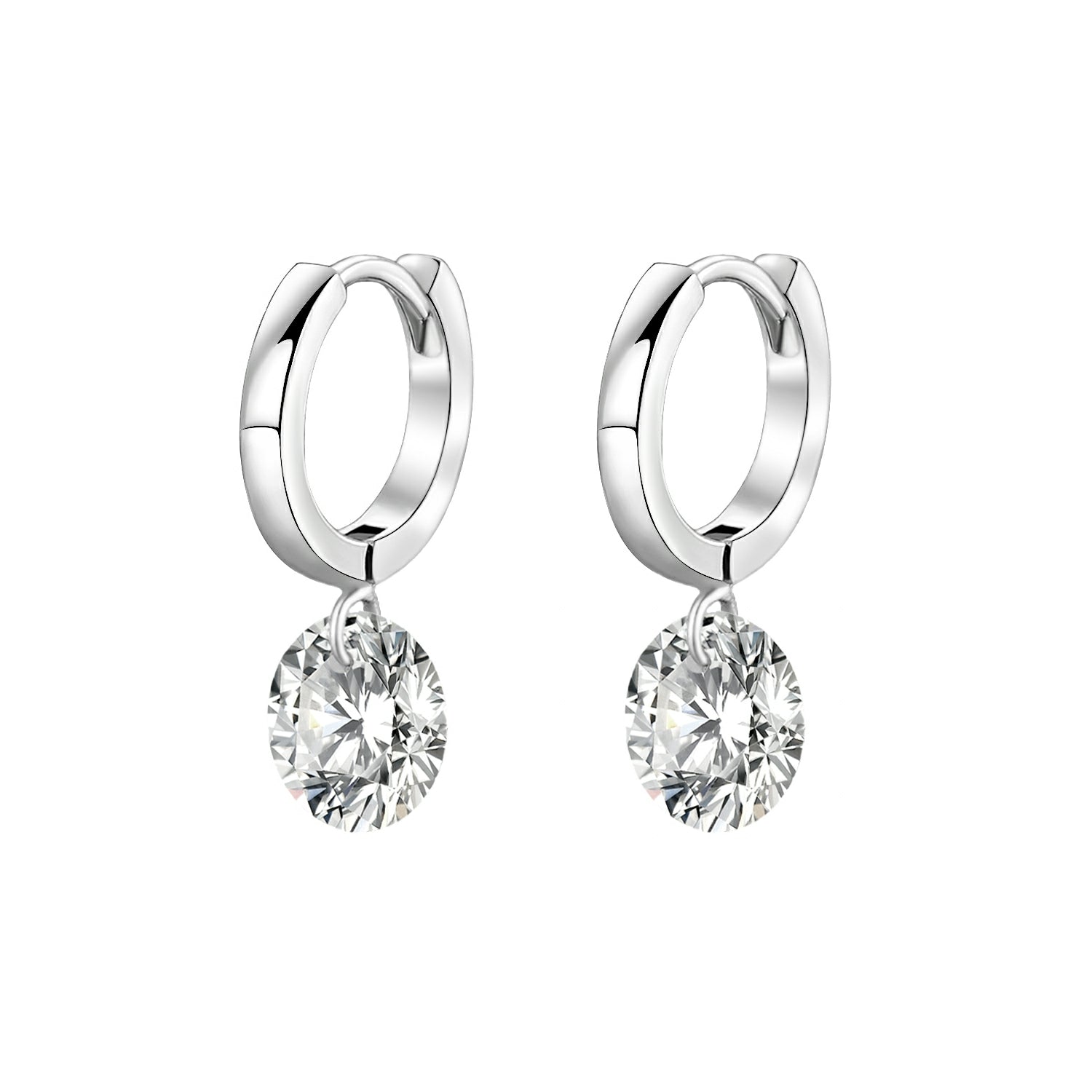 Boucles d’Oreilles Luxe Moissanite – Argent 925 Plaqué Platine