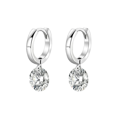 Boucles d’Oreilles Luxe Moissanite – Argent 925 Plaqué Platine