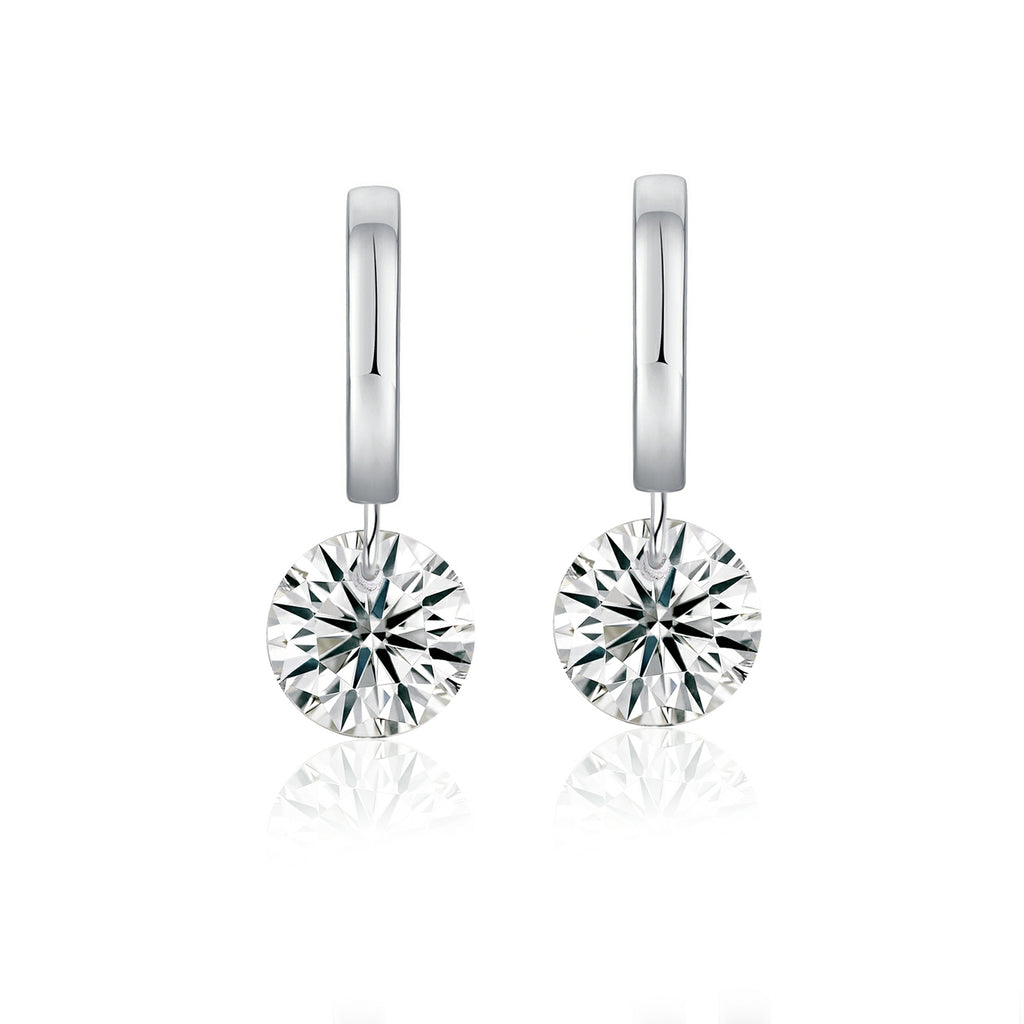 Boucles d’Oreilles Luxe Moissanite – Argent 925 Plaqué Platine