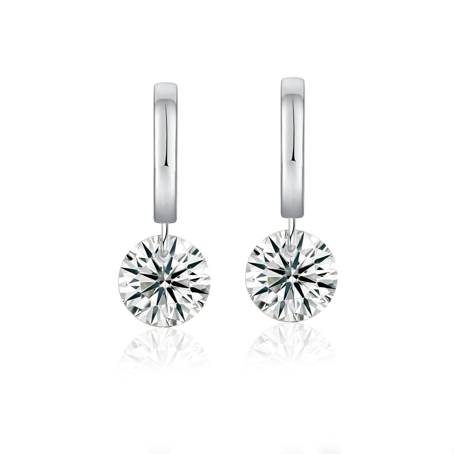 Boucles d’Oreilles Luxe Moissanite – Argent 925 Plaqué Platine